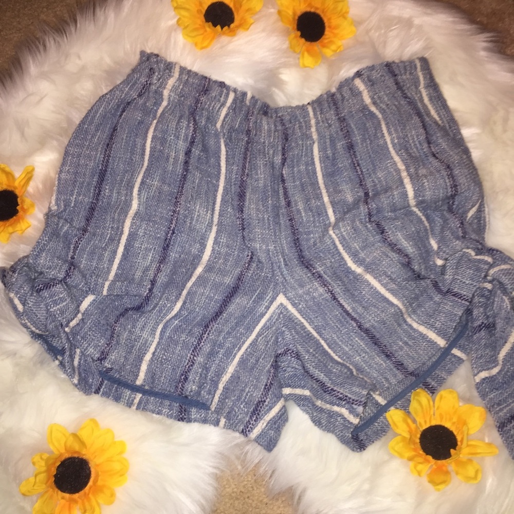 Free People Blue and White Striped Shorts